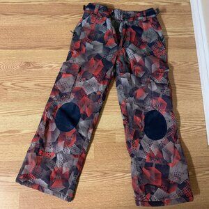 D2 Red Gray with Knee Patches Youth Size 12 Snow Pants Snowpants